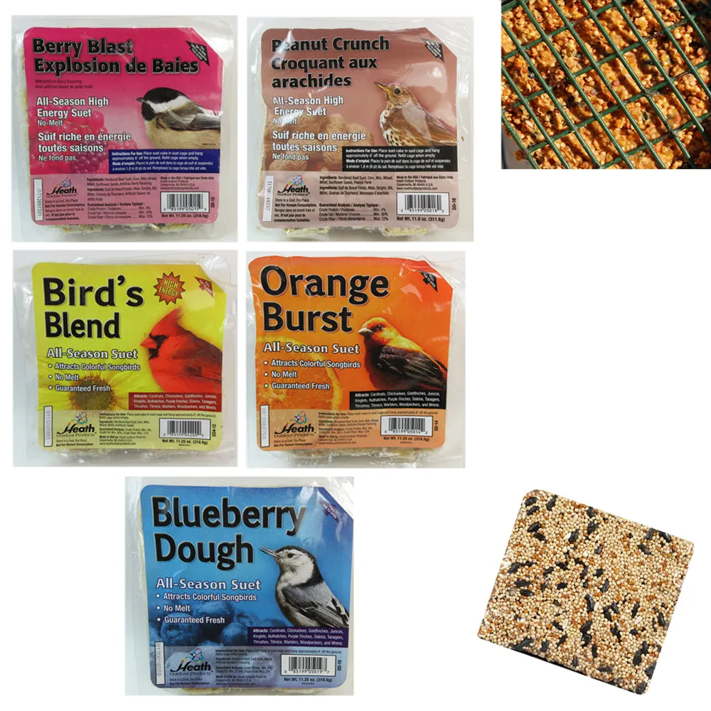5 Pack All Season Suet Cake Bird Food Heath Outdoor Products Wild Treat 11.25 oz