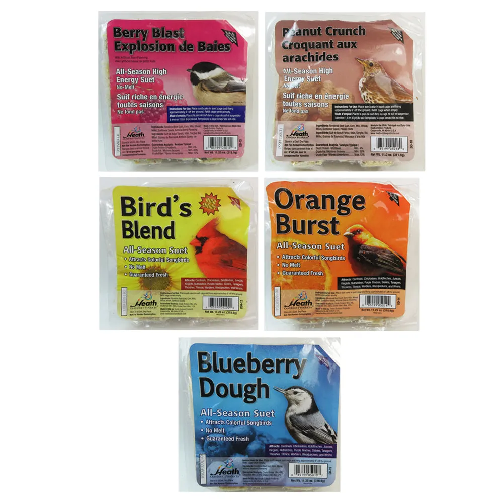 5 Pack All Season Suet Cake Bird Food Heath Outdoor Products Wild Treat 11.25 oz