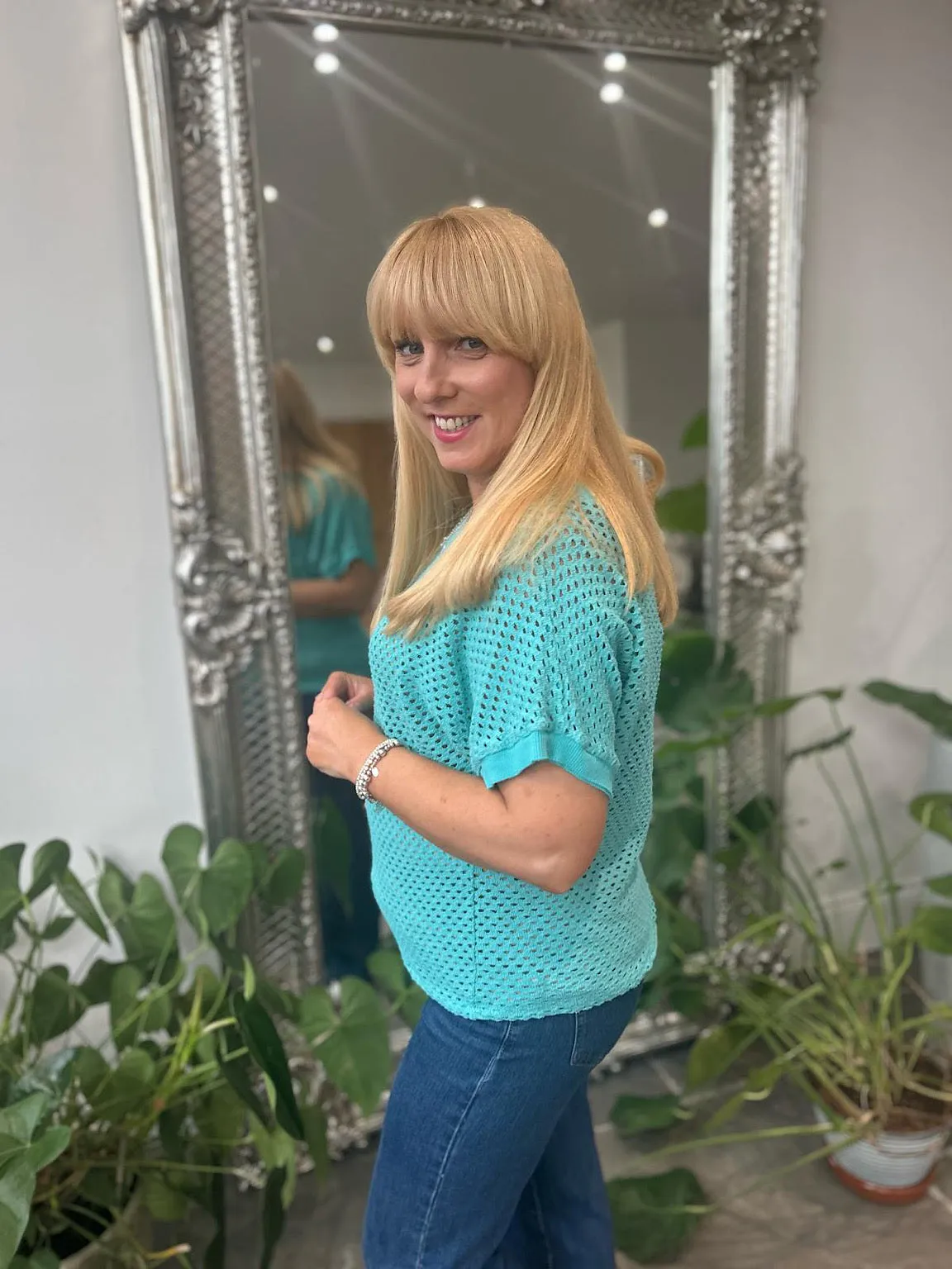 Aqua Multi Hole Knit Top Robyn