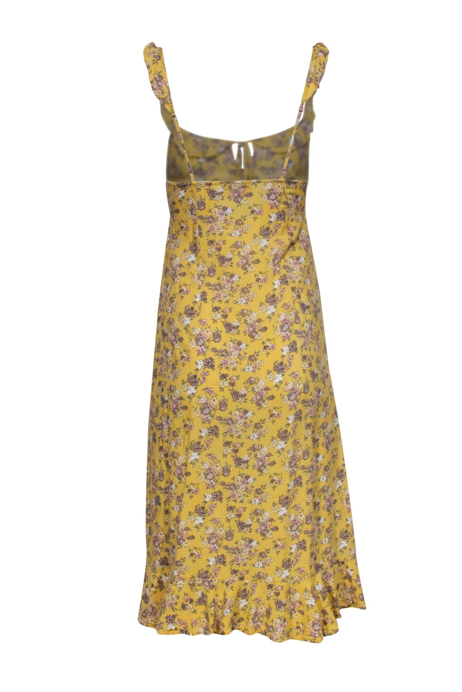 Auguste - Light Yellow Floral Print Sleeveless Midi Dress Sz 2