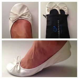 Ballet Flat in White by Cinderollies