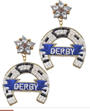 Beaded Derby Horseshoe Earrings