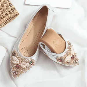 Belifi Rhinestone Flats Casual Comfort Dressy Flats For Wedding Fox Slippers CF307