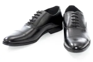 Black Polished Cap-toe Oxford Shoes