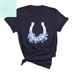 Blue Floral Horseshoe Navy T-Shirt