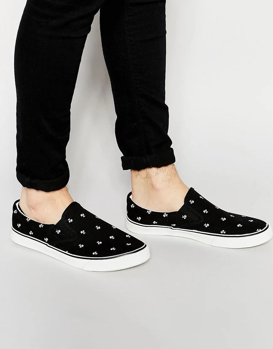 Brave Soul Slip On Sneakers With Palm Print