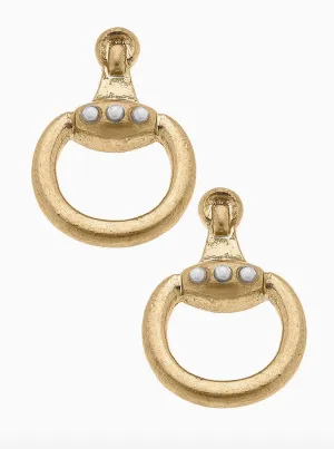 Buckley Horsebit Stud Earrings in Worn Gold