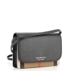 BURBERRY HAMPSHIRE DERBY CALFSKIN HOUSE CHECK CROSSBODY BAG