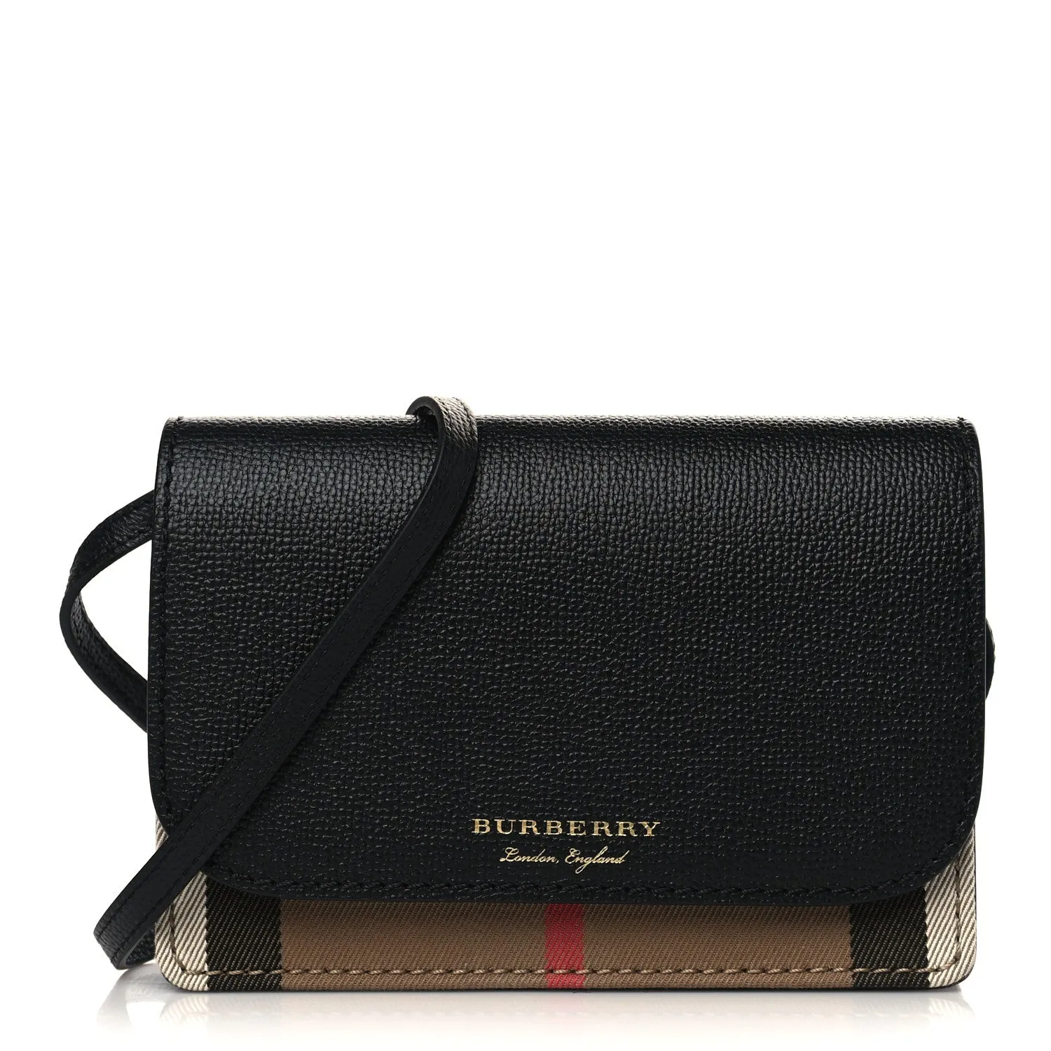 BURBERRY HAMPSHIRE DERBY CALFSKIN HOUSE CHECK CROSSBODY BAG