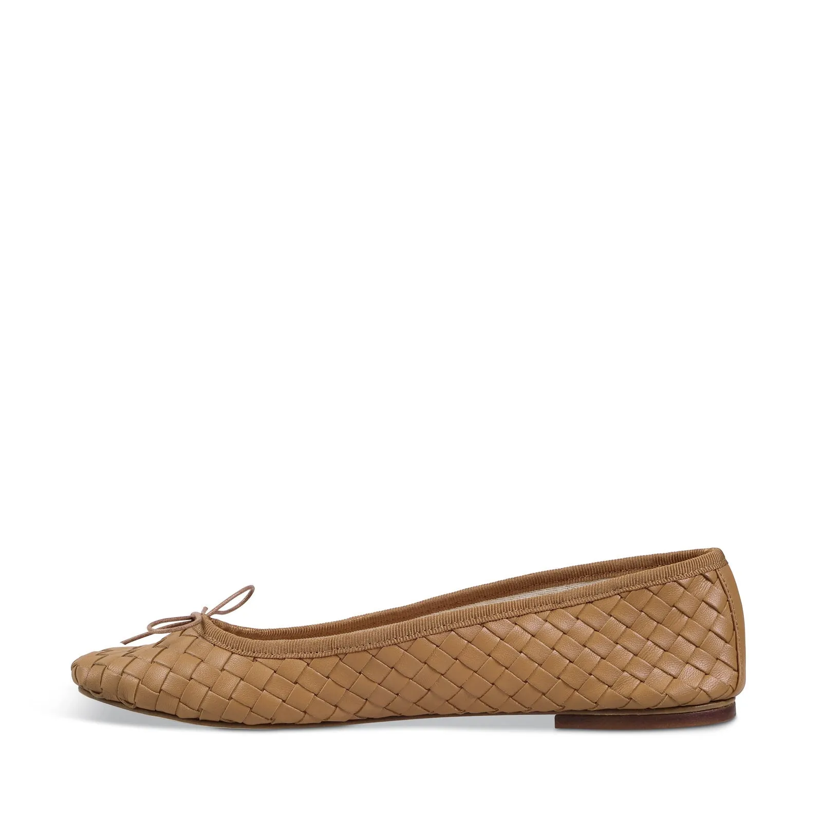 By Milaner Nicole Ballet Flat in Woven Leather Caramel