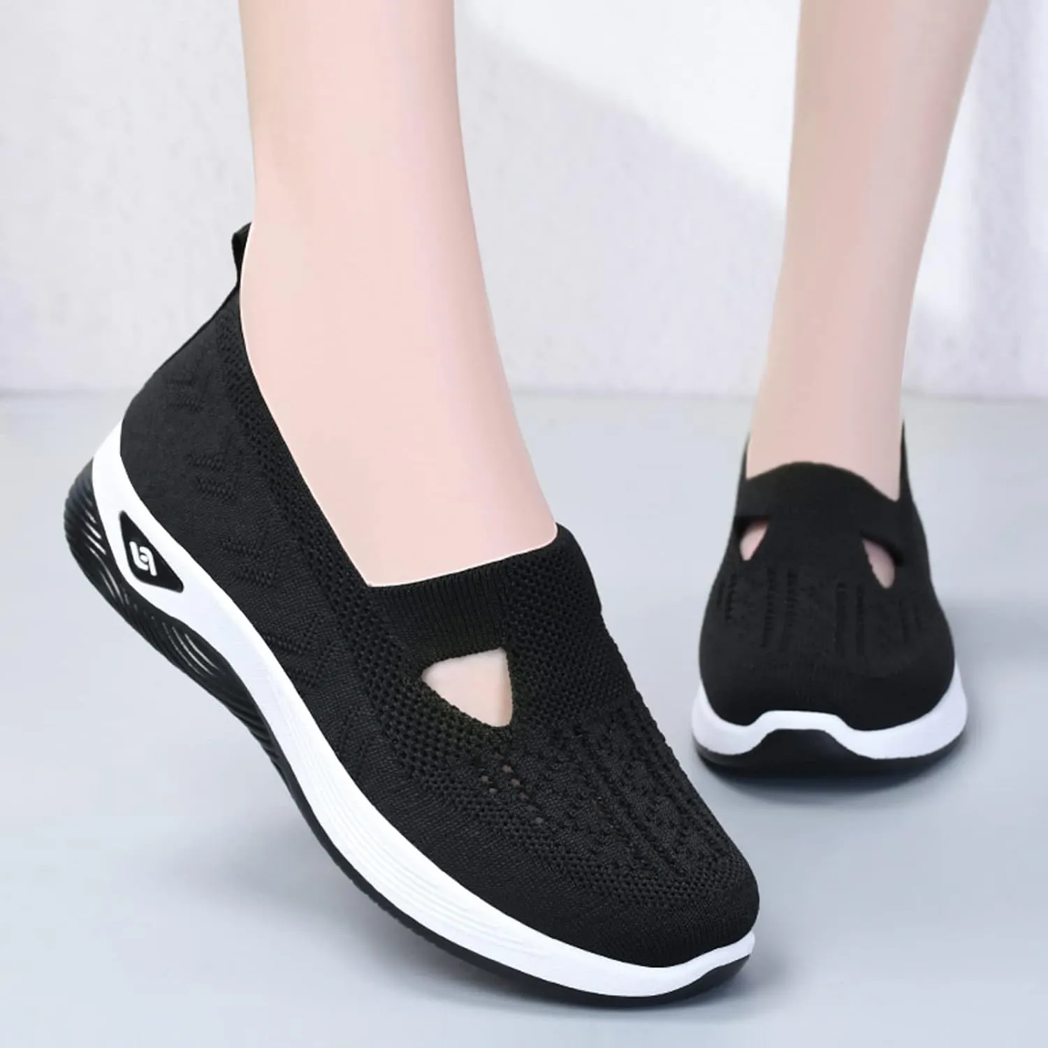 Cathalem Platform Sneakers for Women, Walking Slip on Diabetic Foam Shoes Hands Free Slip in Sneakers Arch Support