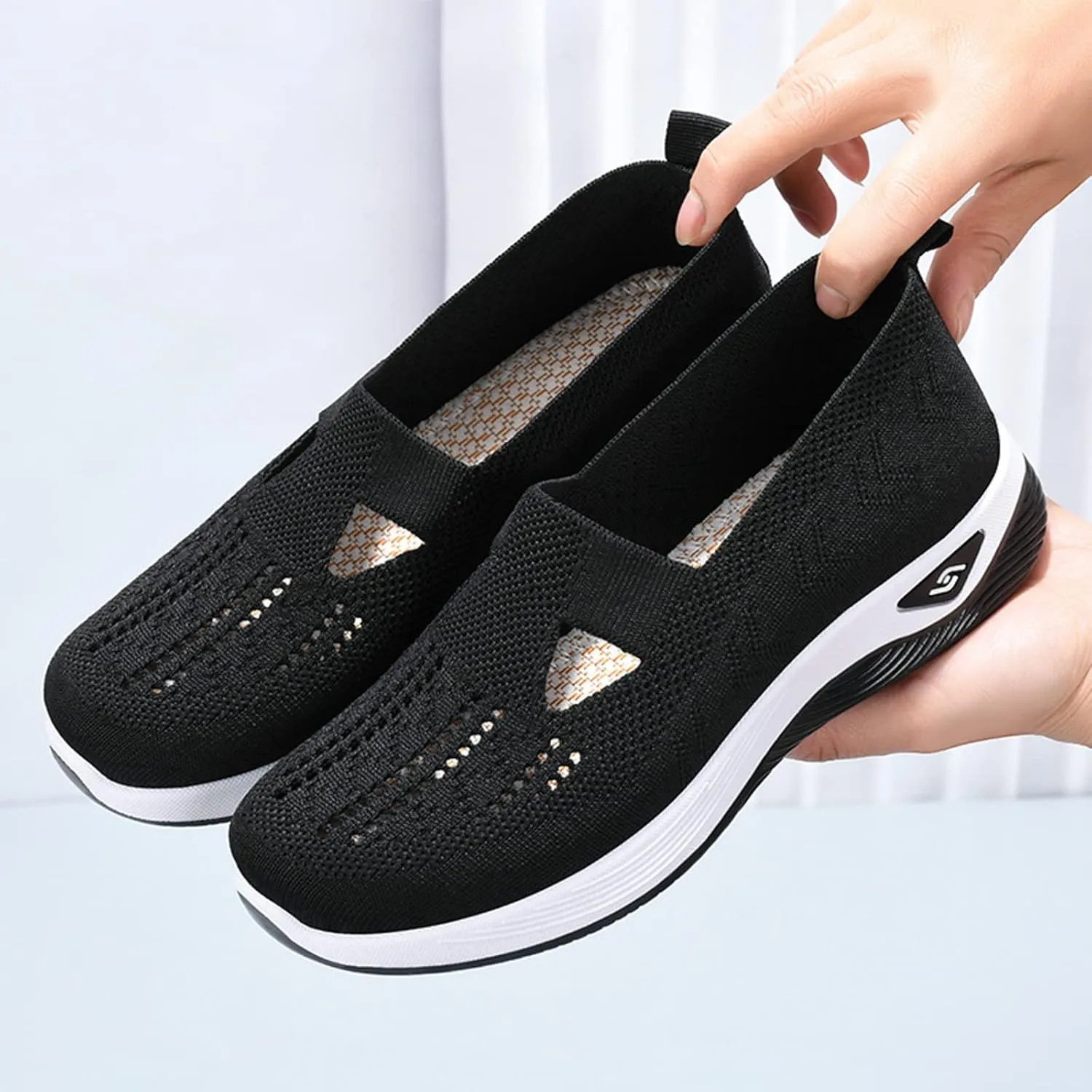 Cathalem Platform Sneakers for Women, Walking Slip on Diabetic Foam Shoes Hands Free Slip in Sneakers Arch Support