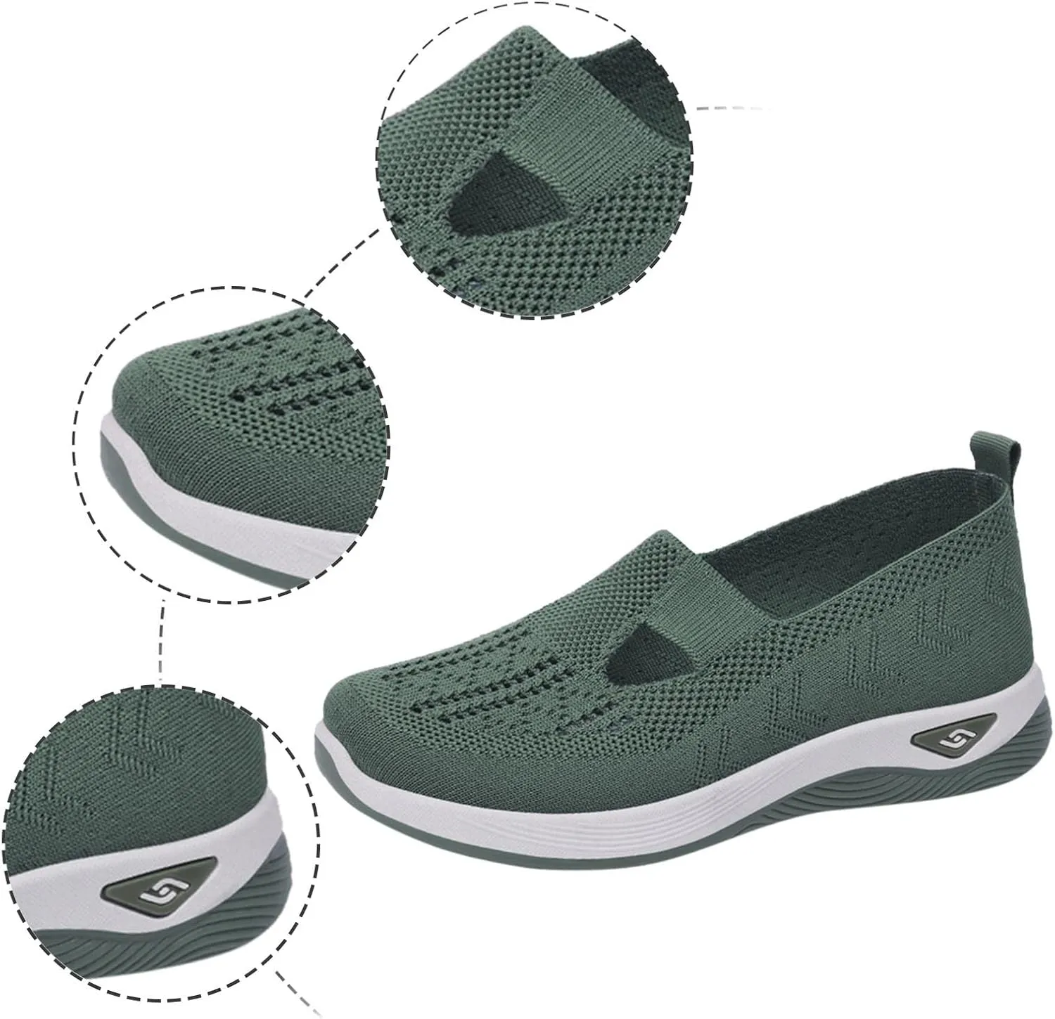 Cathalem Platform Sneakers for Women, Walking Slip on Diabetic Foam Shoes Hands Free Slip in Sneakers Arch Support