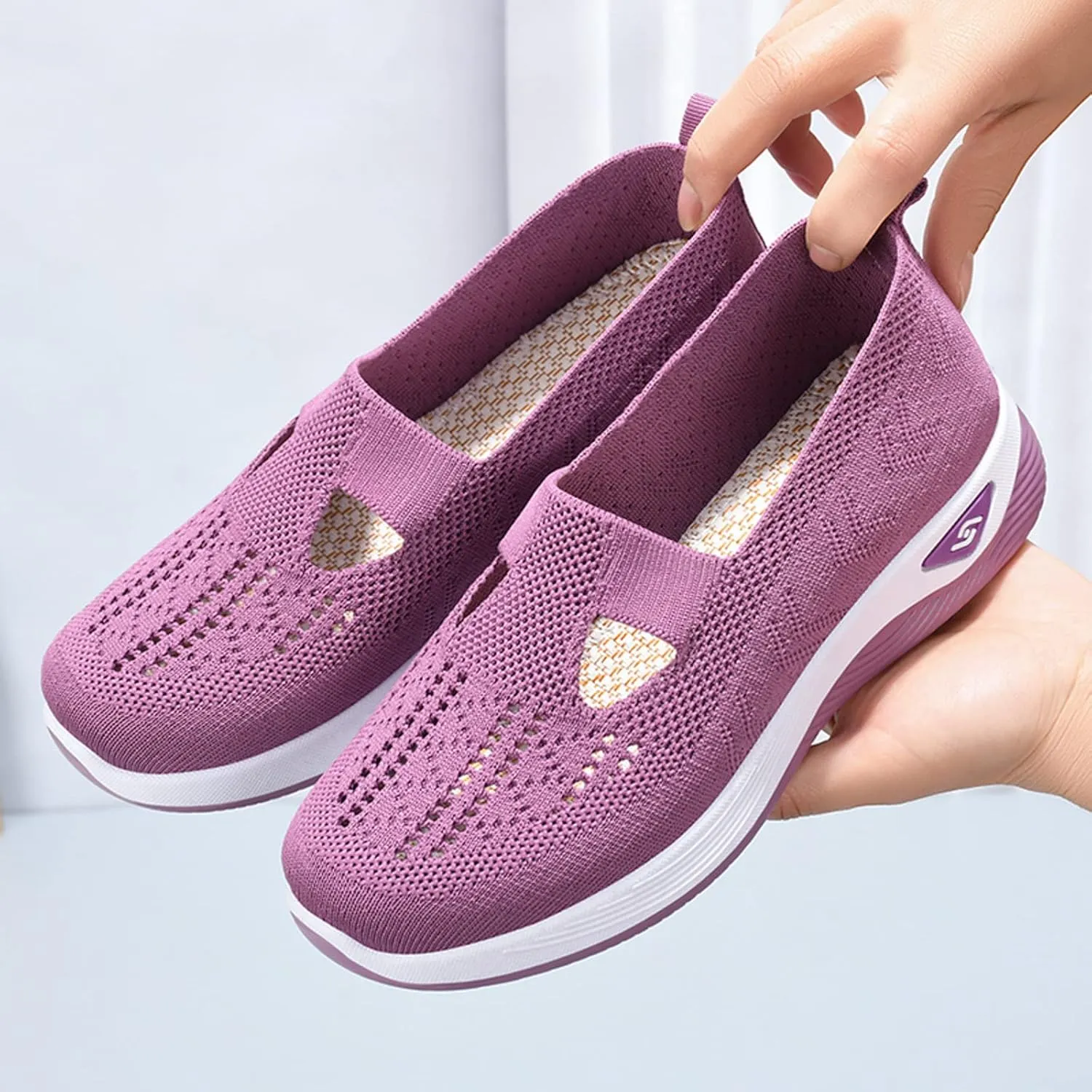 Cathalem Platform Sneakers for Women, Walking Slip on Diabetic Foam Shoes Hands Free Slip in Sneakers Arch Support