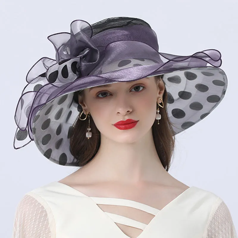 Charming Mesh and Feather Kentucky Derby Hat Wedding Bride Organza Wide Brim Hats