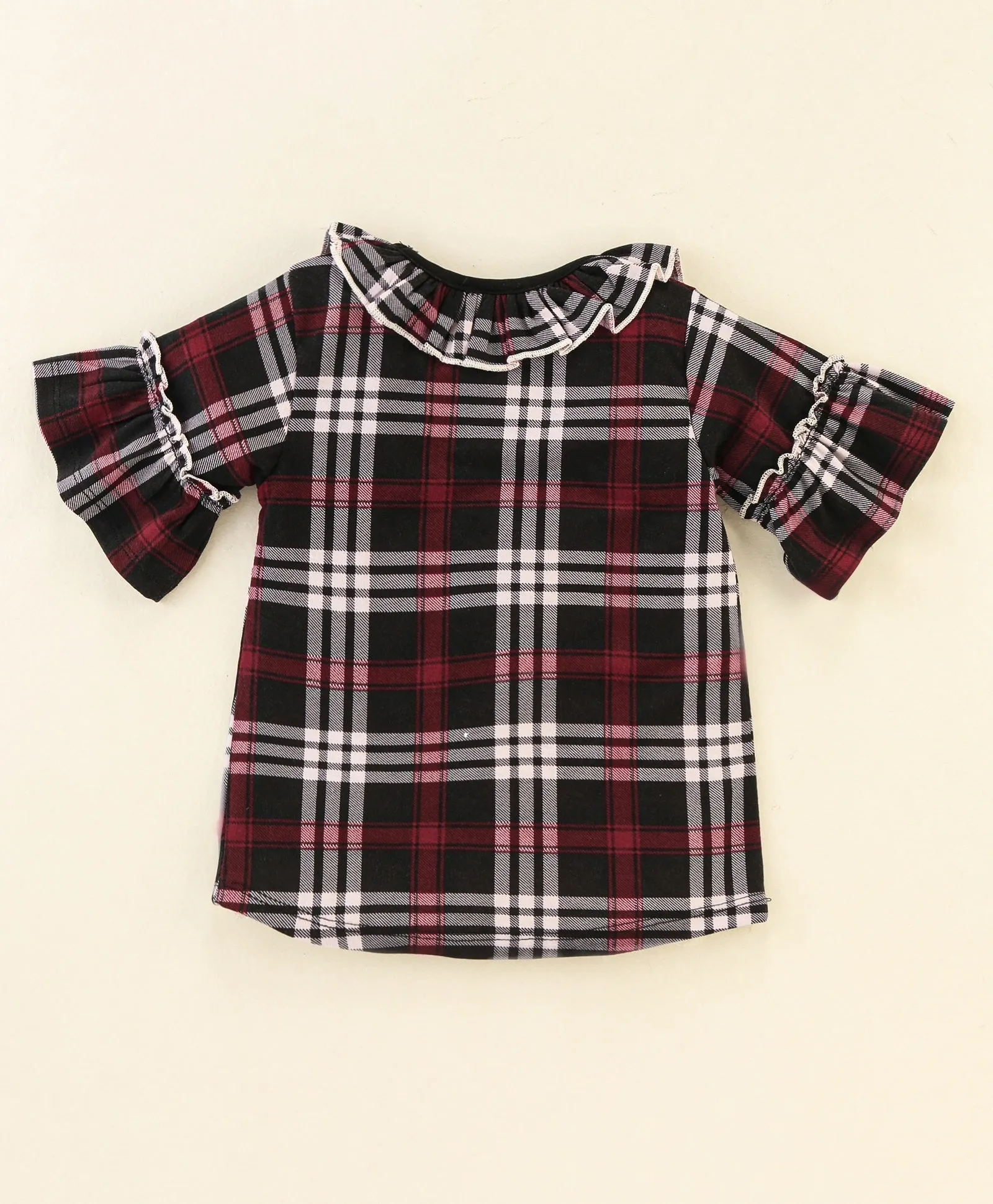 Checkered Frilled Top Leggings Set