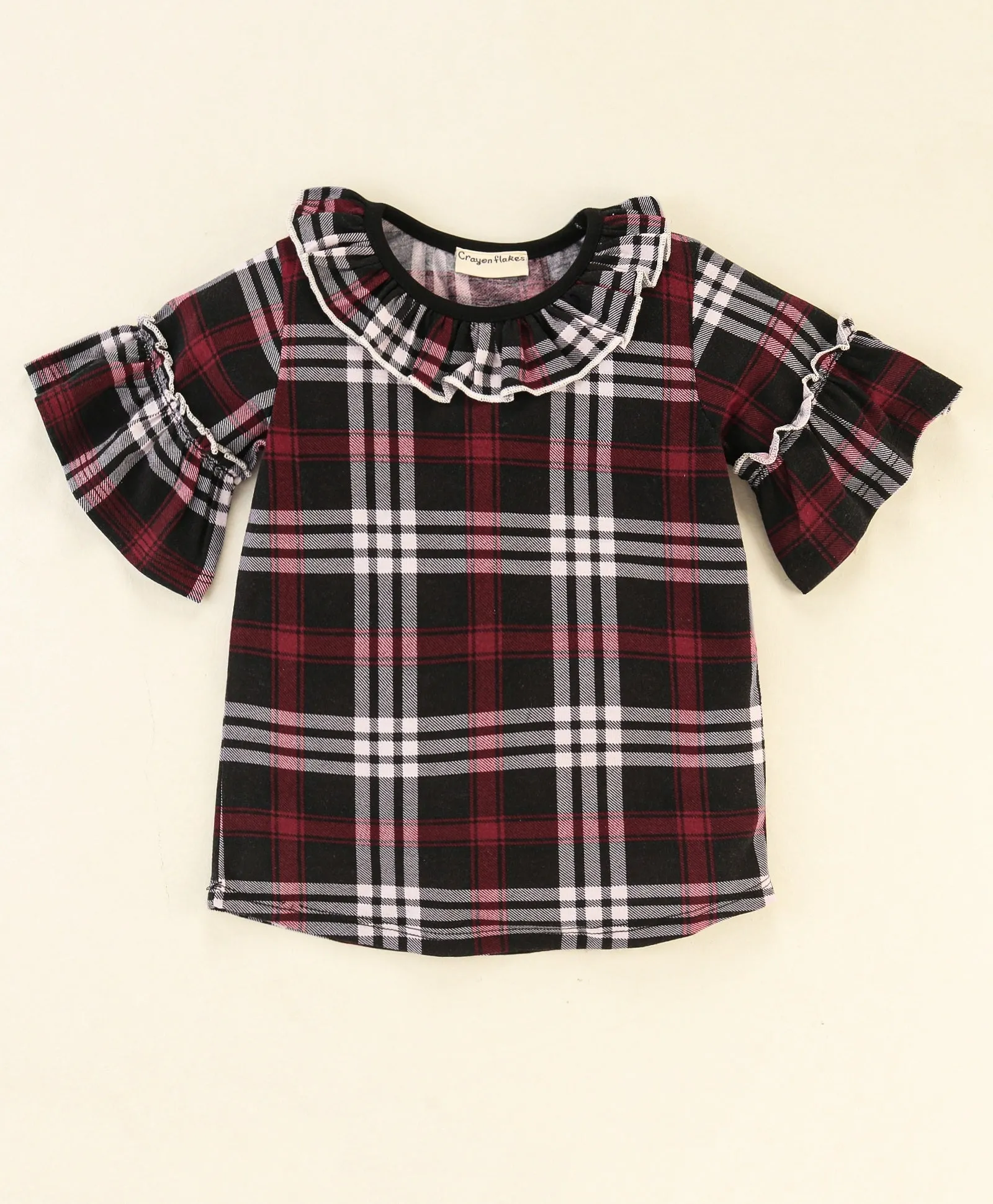 Checkered Frilled Top Leggings Set