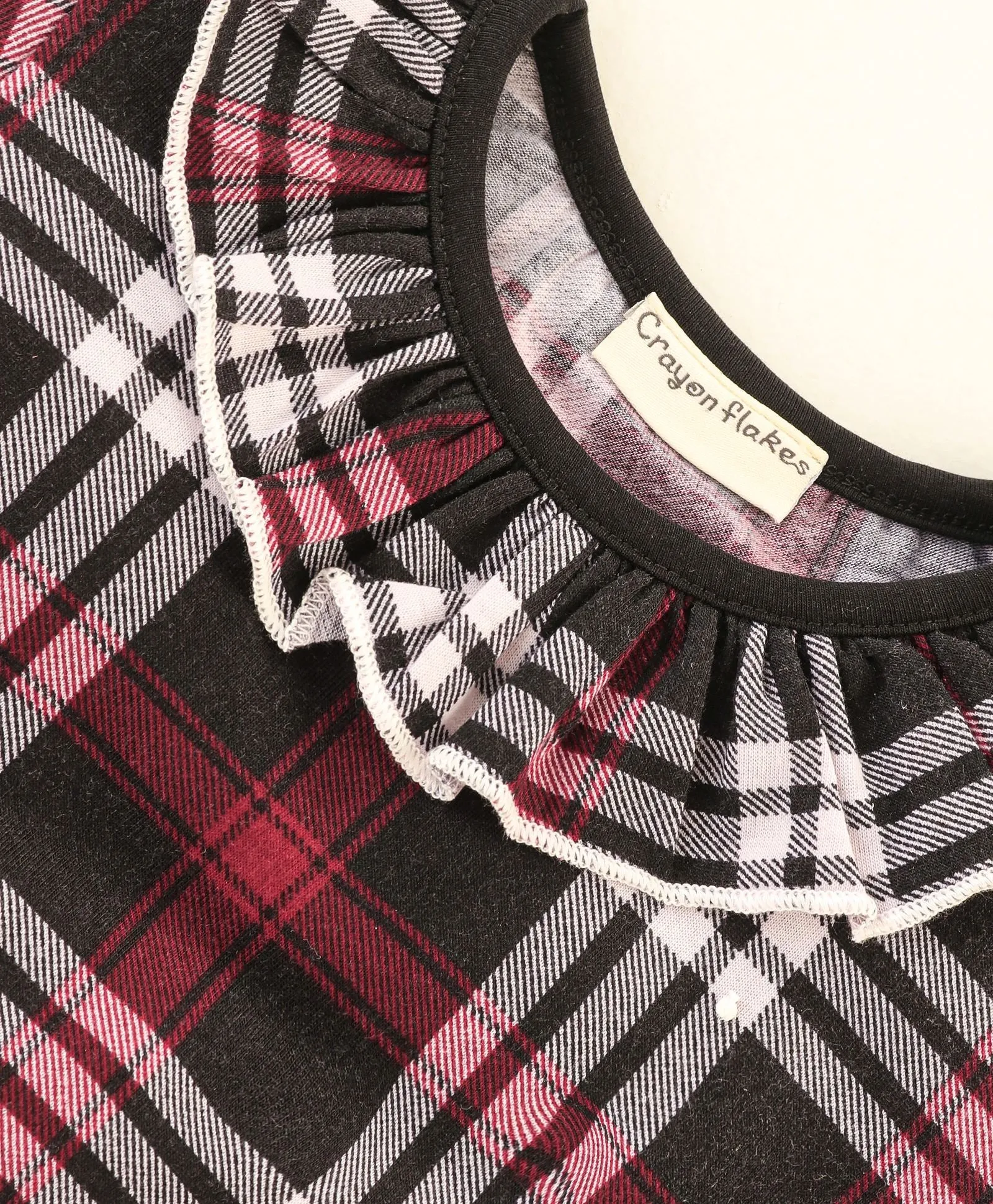 Checkered Frilled Top Leggings Set