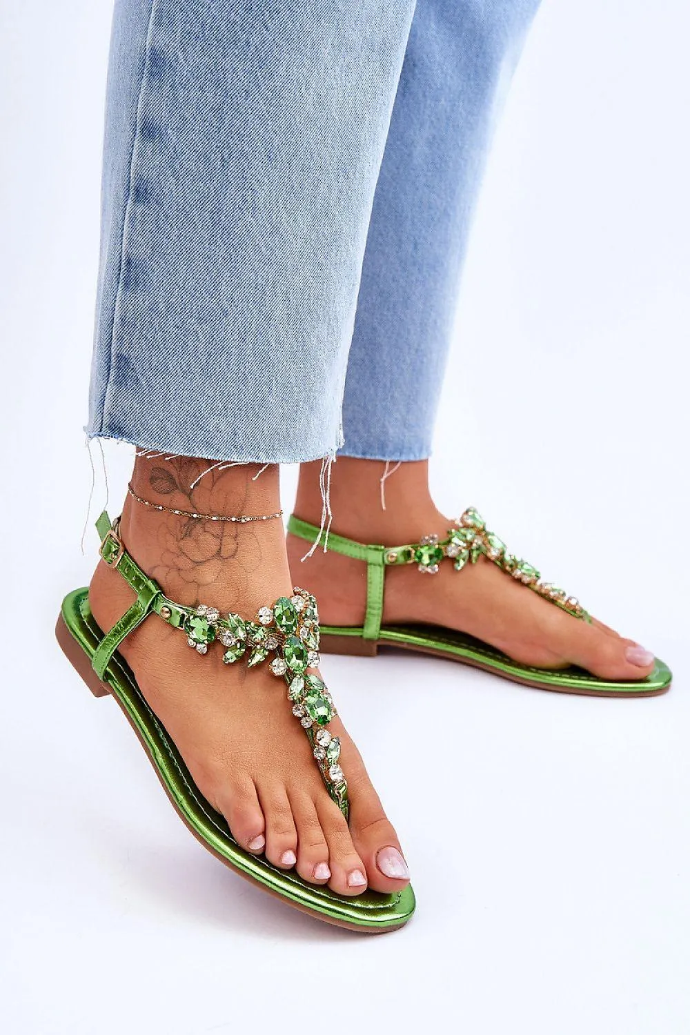 Chic Eco-Friendly Sandals with Rhinestones - Model 180129