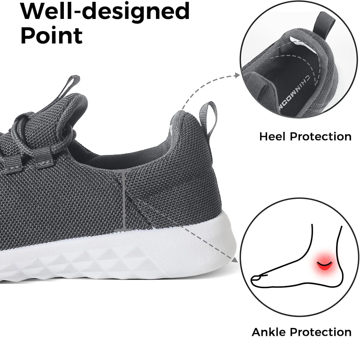 CHINMOON Women's Slip On Walking Shoes Lightweight Non Slip Running Gym Shoes Breathable Fashion Sneakers
