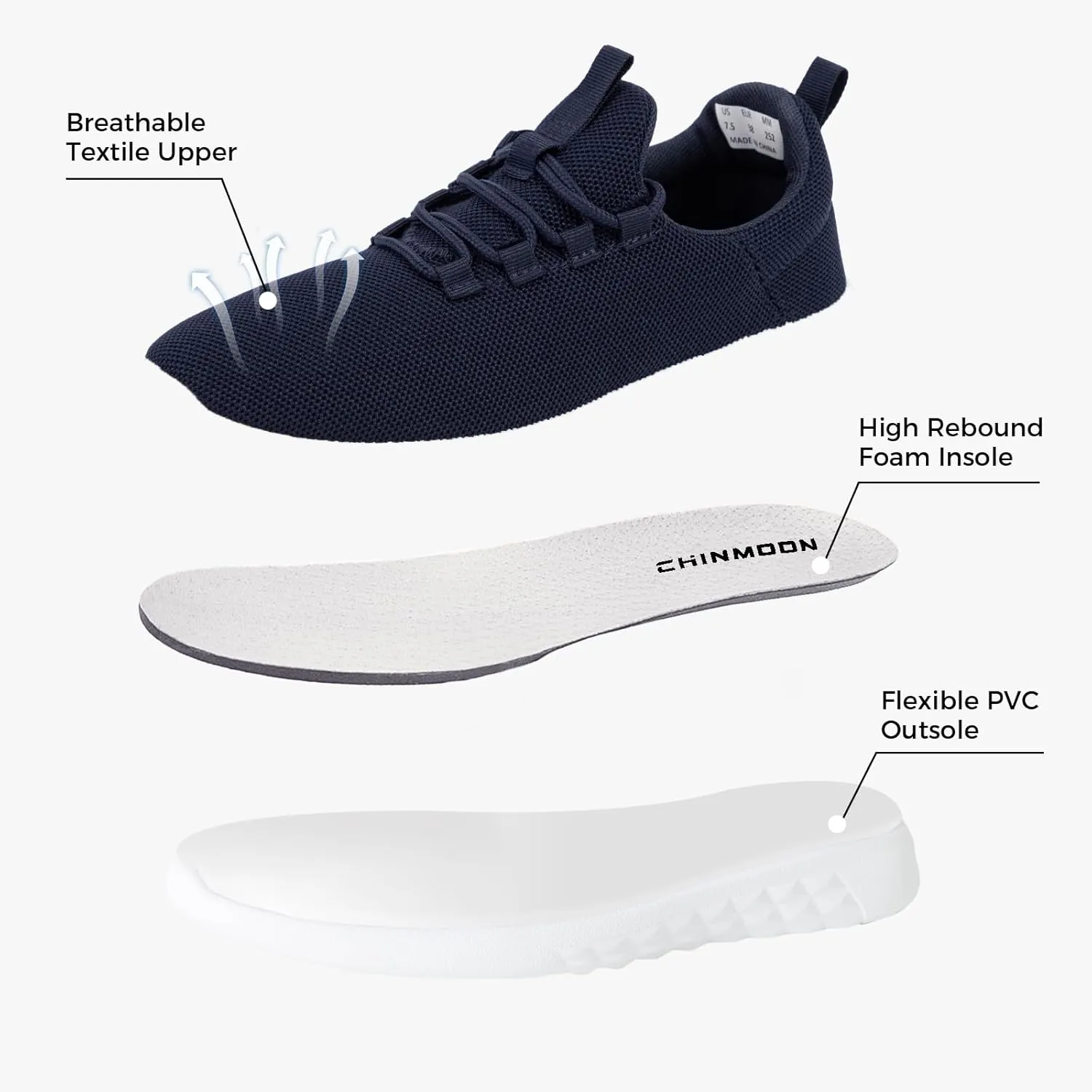 CHINMOON Women's Slip On Walking Shoes Lightweight Non Slip Running Gym Shoes Breathable Fashion Sneakers