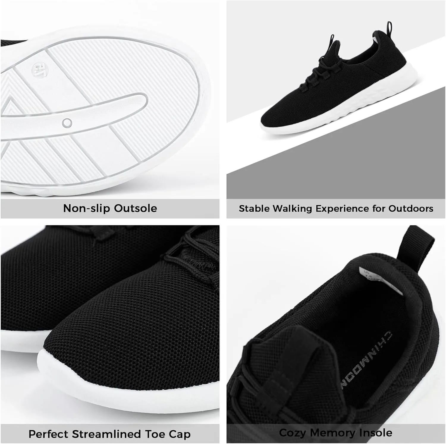 CHINMOON Women's Slip On Walking Shoes Lightweight Non Slip Running Gym Shoes Breathable Fashion Sneakers
