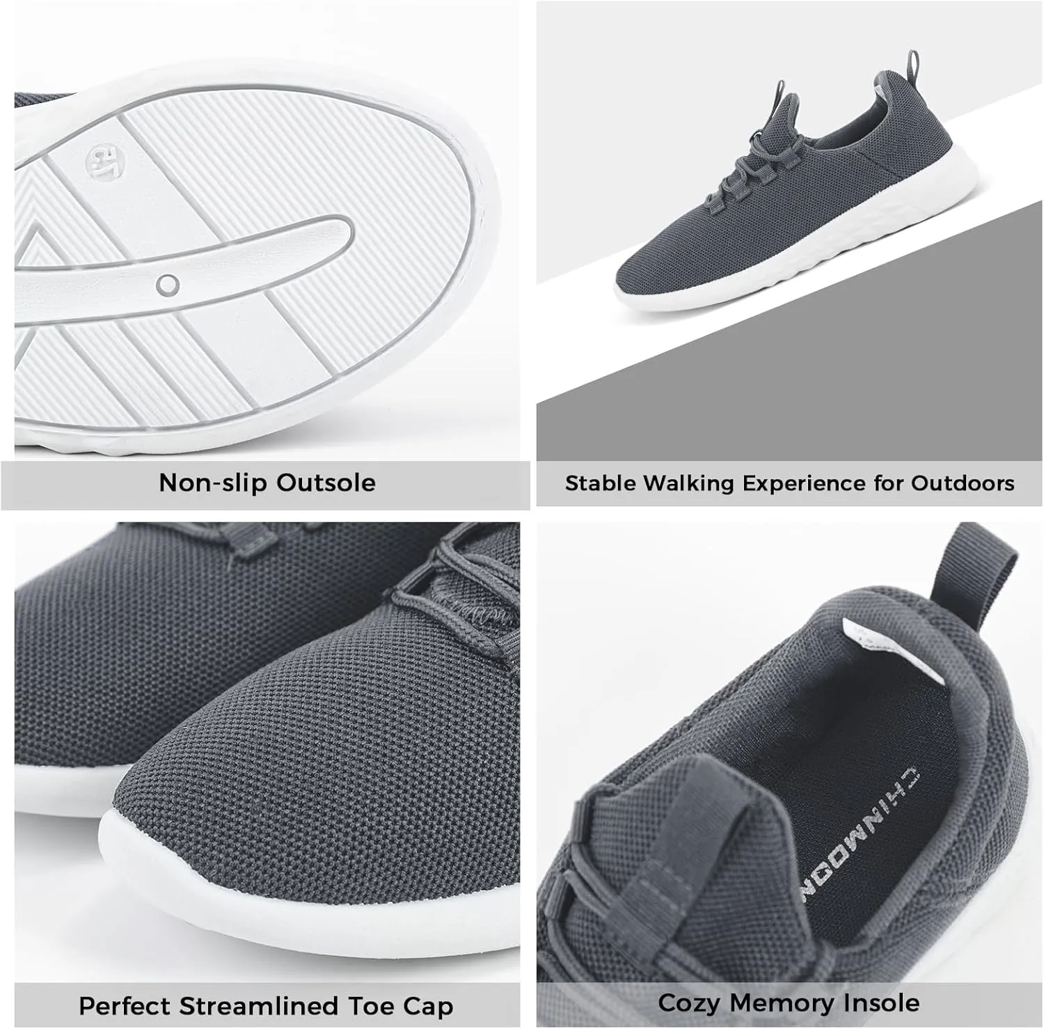 CHINMOON Women's Slip On Walking Shoes Lightweight Non Slip Running Gym Shoes Breathable Fashion Sneakers