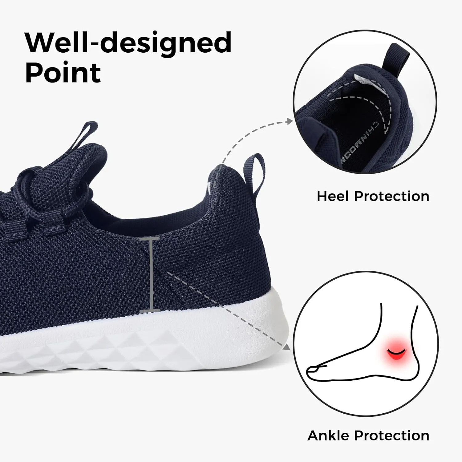 CHINMOON Women's Slip On Walking Shoes Lightweight Non Slip Running Gym Shoes Breathable Fashion Sneakers