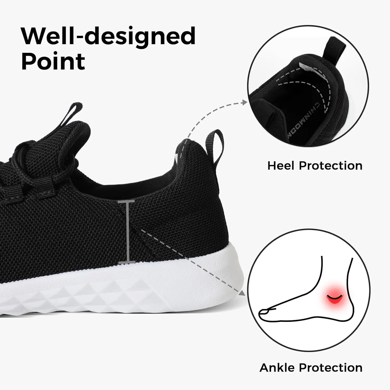 CHINMOON Women's Slip On Walking Shoes Lightweight Non Slip Running Gym Shoes Breathable Fashion Sneakers