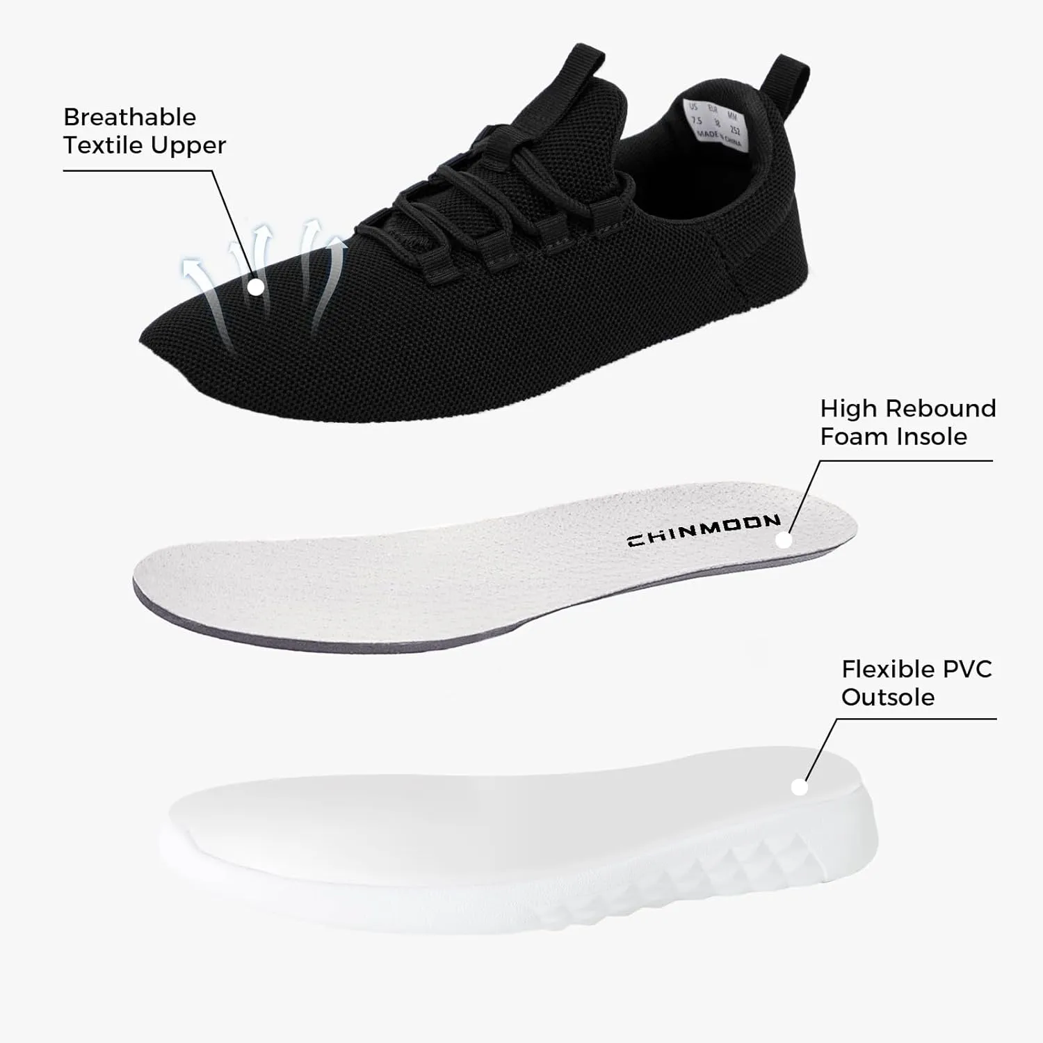 CHINMOON Women's Slip On Walking Shoes Lightweight Non Slip Running Gym Shoes Breathable Fashion Sneakers