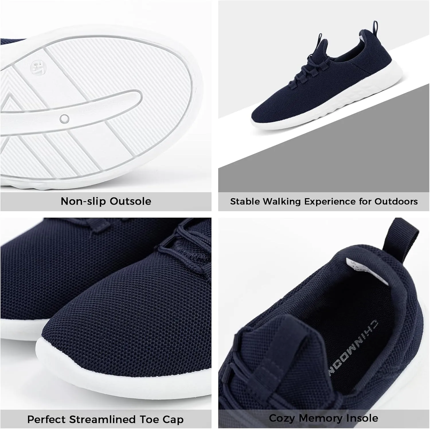 CHINMOON Women's Slip On Walking Shoes Lightweight Non Slip Running Gym Shoes Breathable Fashion Sneakers