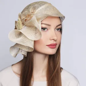 Couture hat with bow and brooch Kentucky Derby Wedding headwear