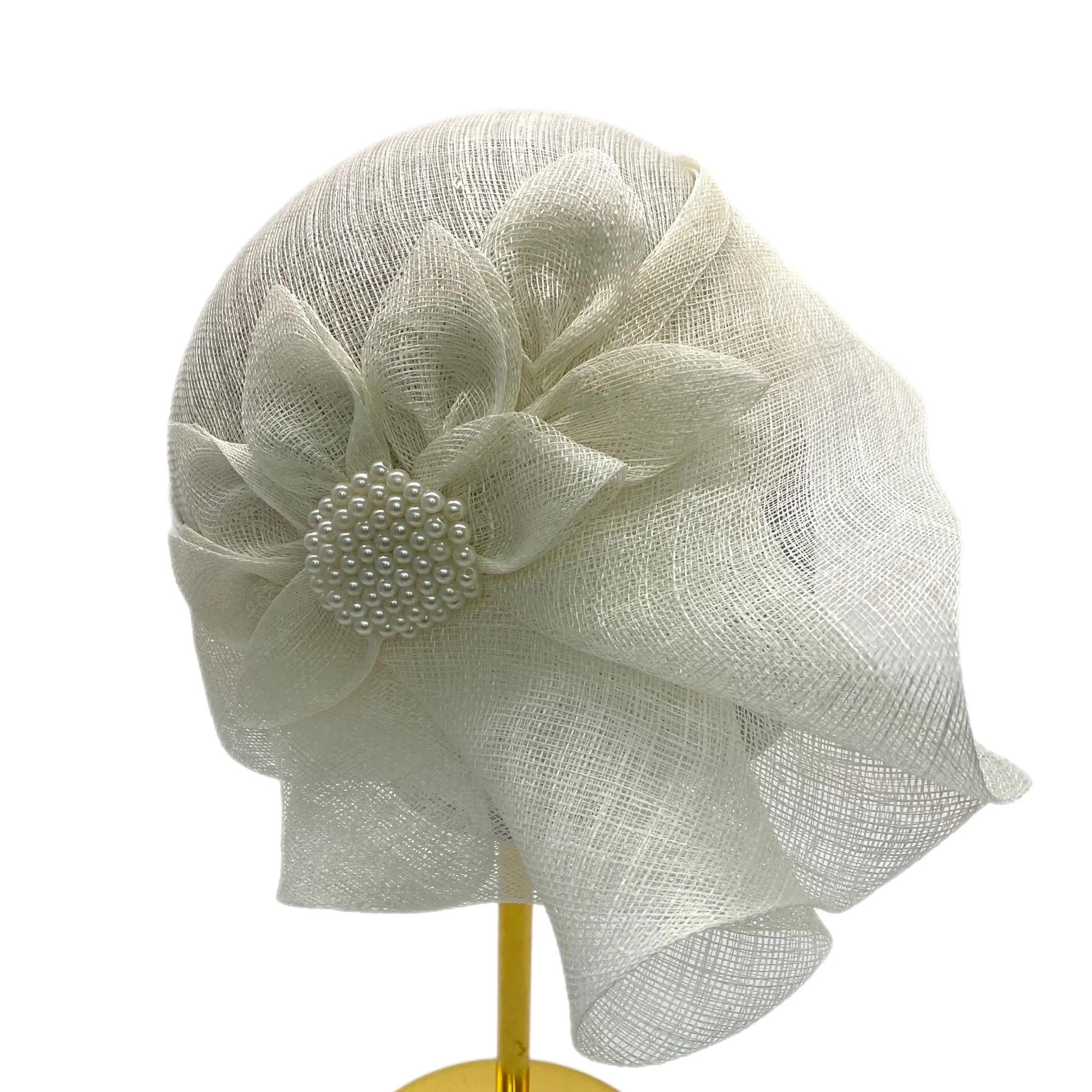 Couture hat with bow and brooch Kentucky Derby Wedding headwear