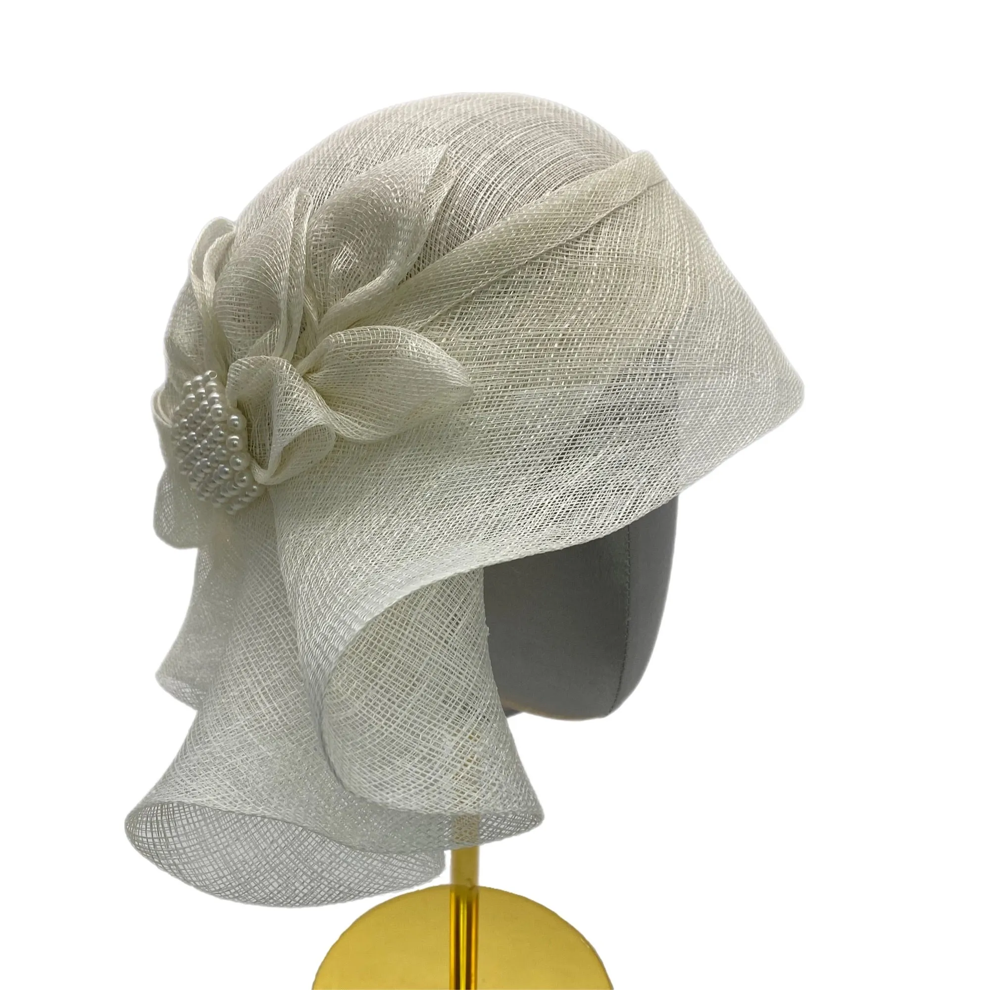 Couture hat with bow and brooch Kentucky Derby Wedding headwear