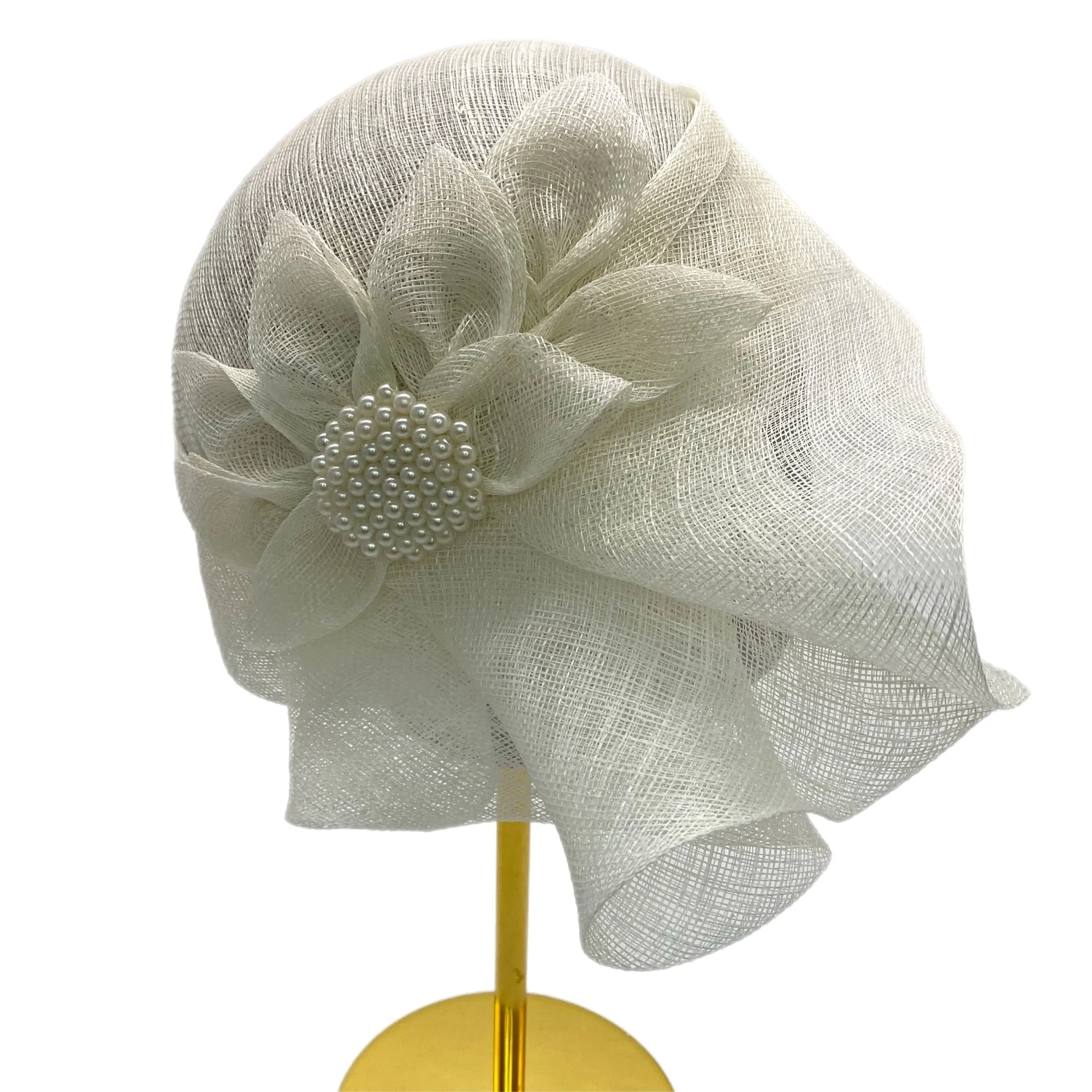 Couture hat with bow and brooch Kentucky Derby Wedding headwear