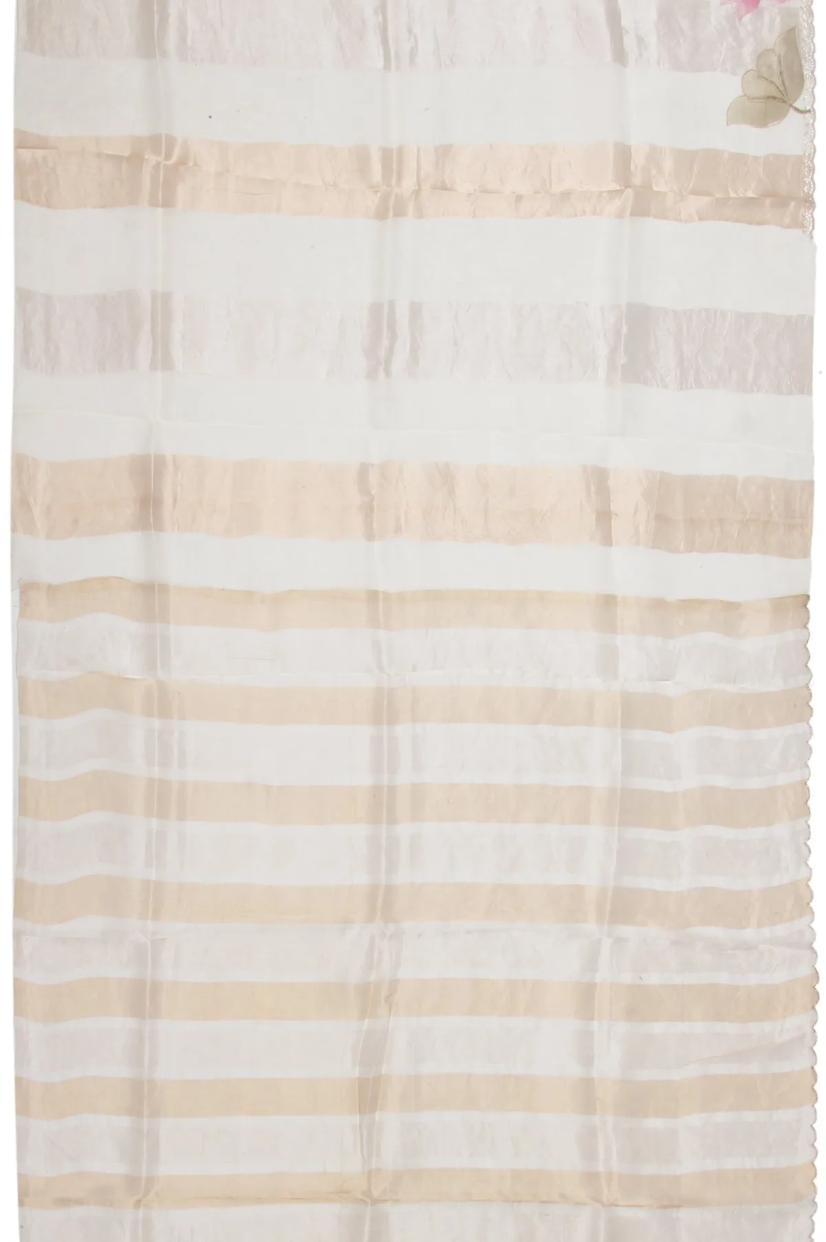 Cream Organza Saree with Gold Flower Motif
