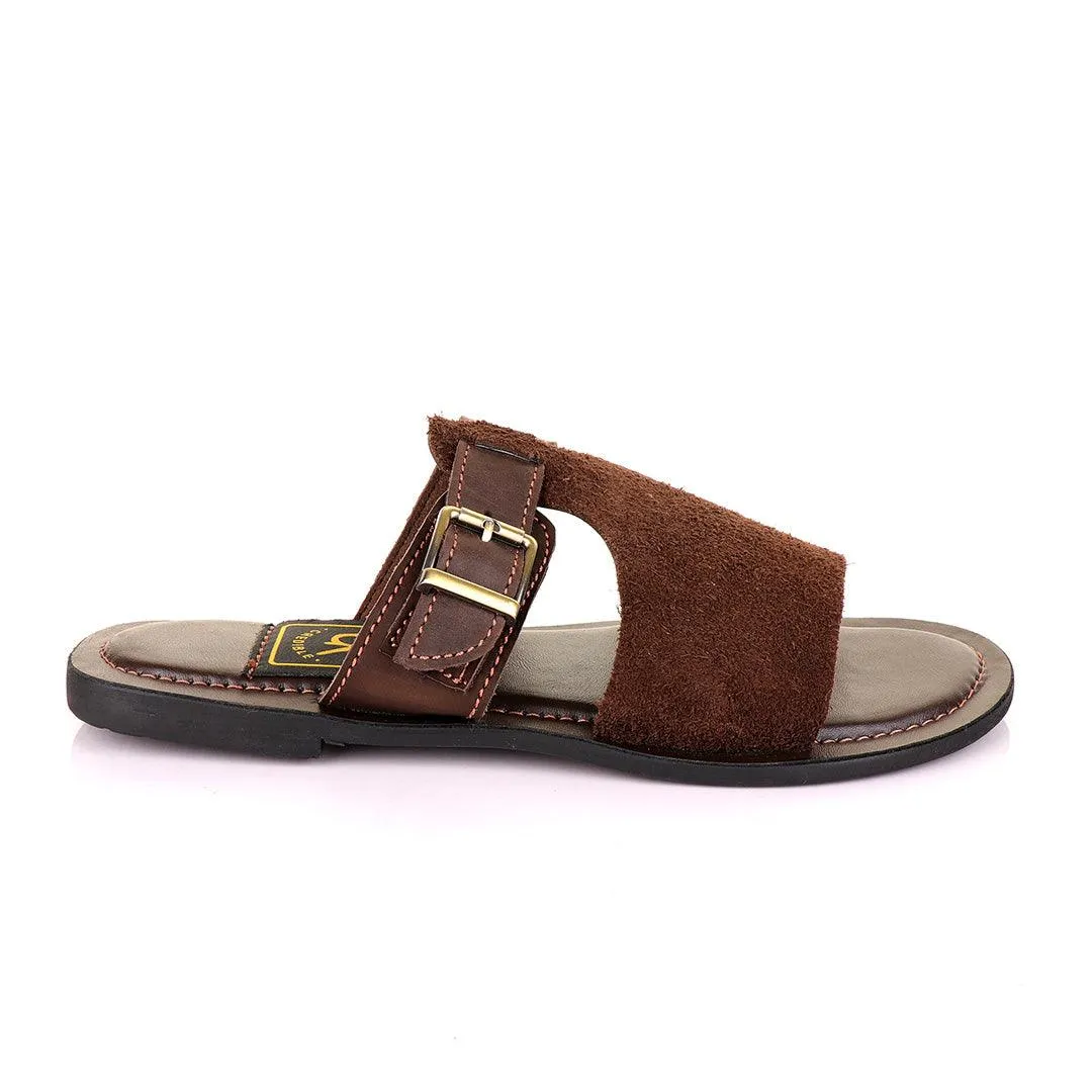 Credible Unisex Leather Brown Slippers