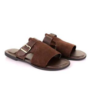 Credible Unisex Leather Brown Slippers