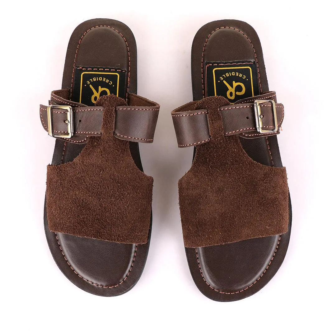 Credible Unisex Leather Brown Slippers