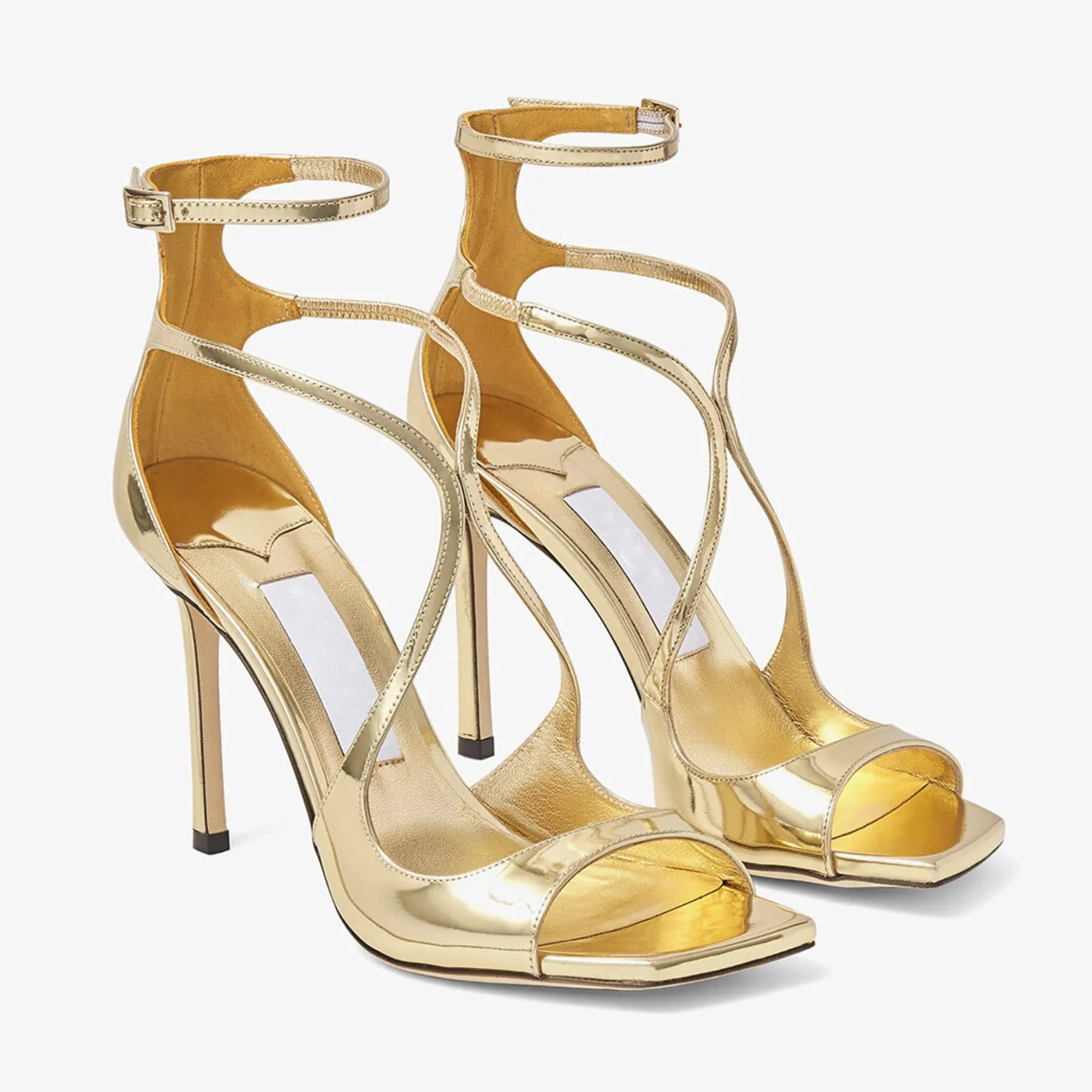 Cross Strap Pointed Toe Patent Leather Stiletto Sandals(Heel Height11cm)