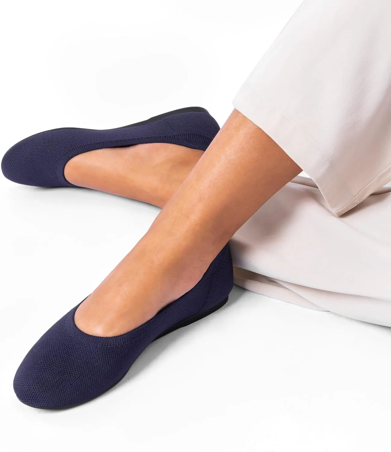 DREAM PAIRS Ballet Flats Shoes for Women, Foldable Knit Women's Flats with Arch Support, Comfortable Shoes for Women Dressy Casual Work Office
