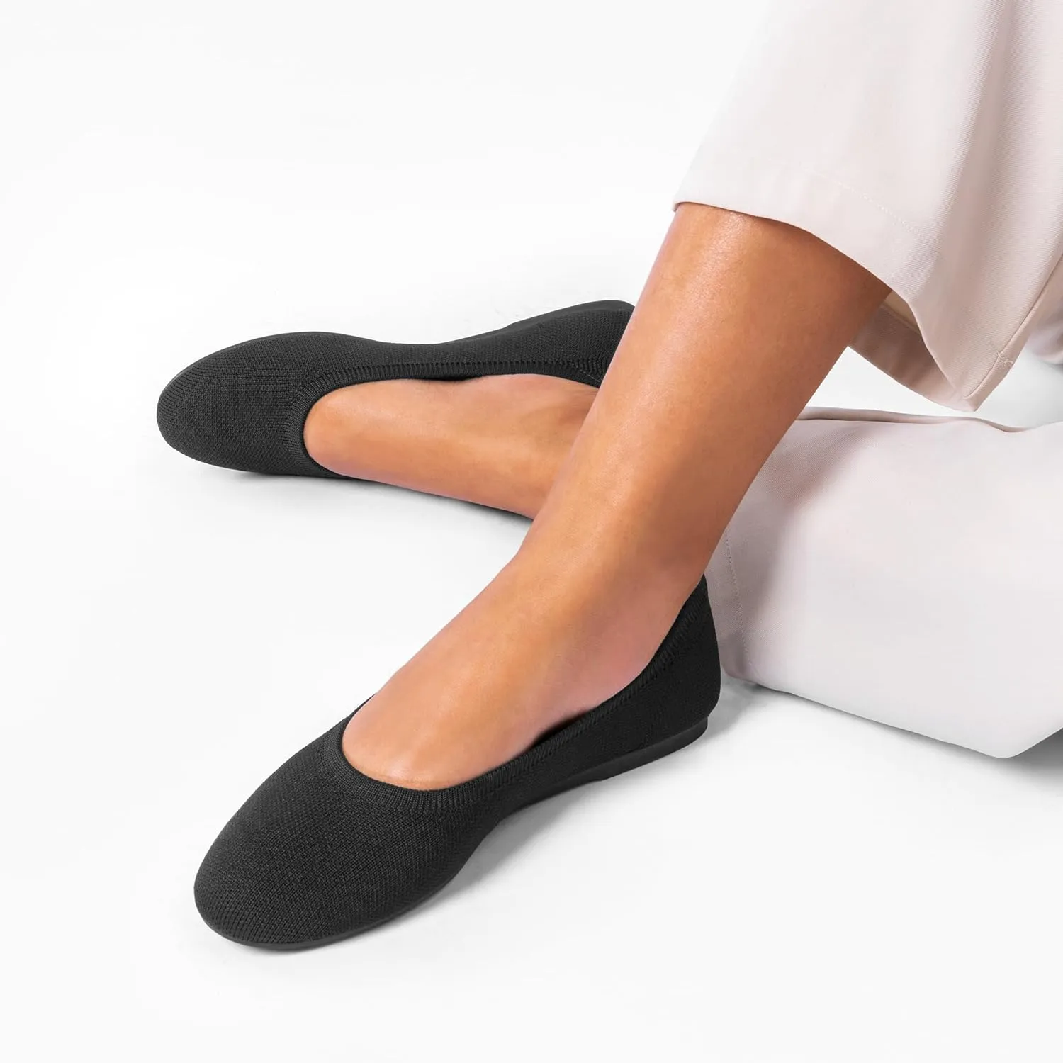 DREAM PAIRS Ballet Flats Shoes for Women, Foldable Knit Women's Flats with Arch Support, Comfortable Shoes for Women Dressy Casual Work Office