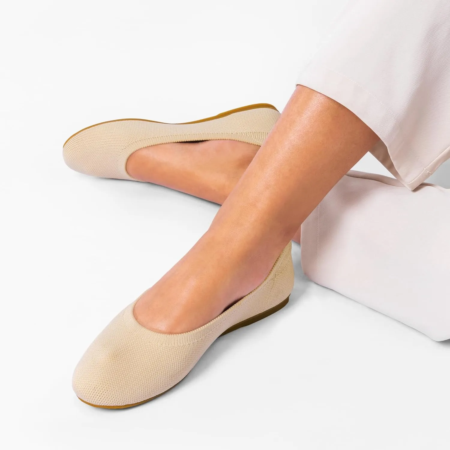 DREAM PAIRS Ballet Flats Shoes for Women, Foldable Knit Women's Flats with Arch Support, Comfortable Shoes for Women Dressy Casual Work Office