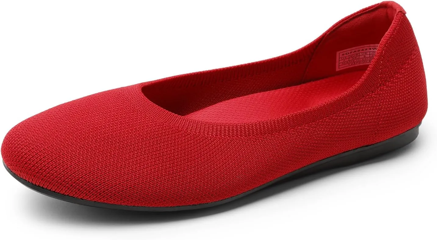DREAM PAIRS Ballet Flats Shoes for Women, Foldable Knit Women's Flats with Arch Support, Comfortable Shoes for Women Dressy Casual Work Office