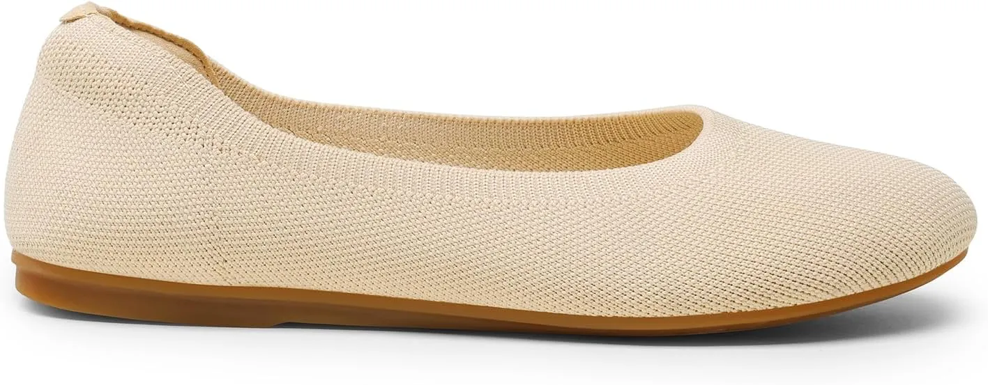 DREAM PAIRS Ballet Flats Shoes for Women, Foldable Knit Women's Flats with Arch Support, Comfortable Shoes for Women Dressy Casual Work Office