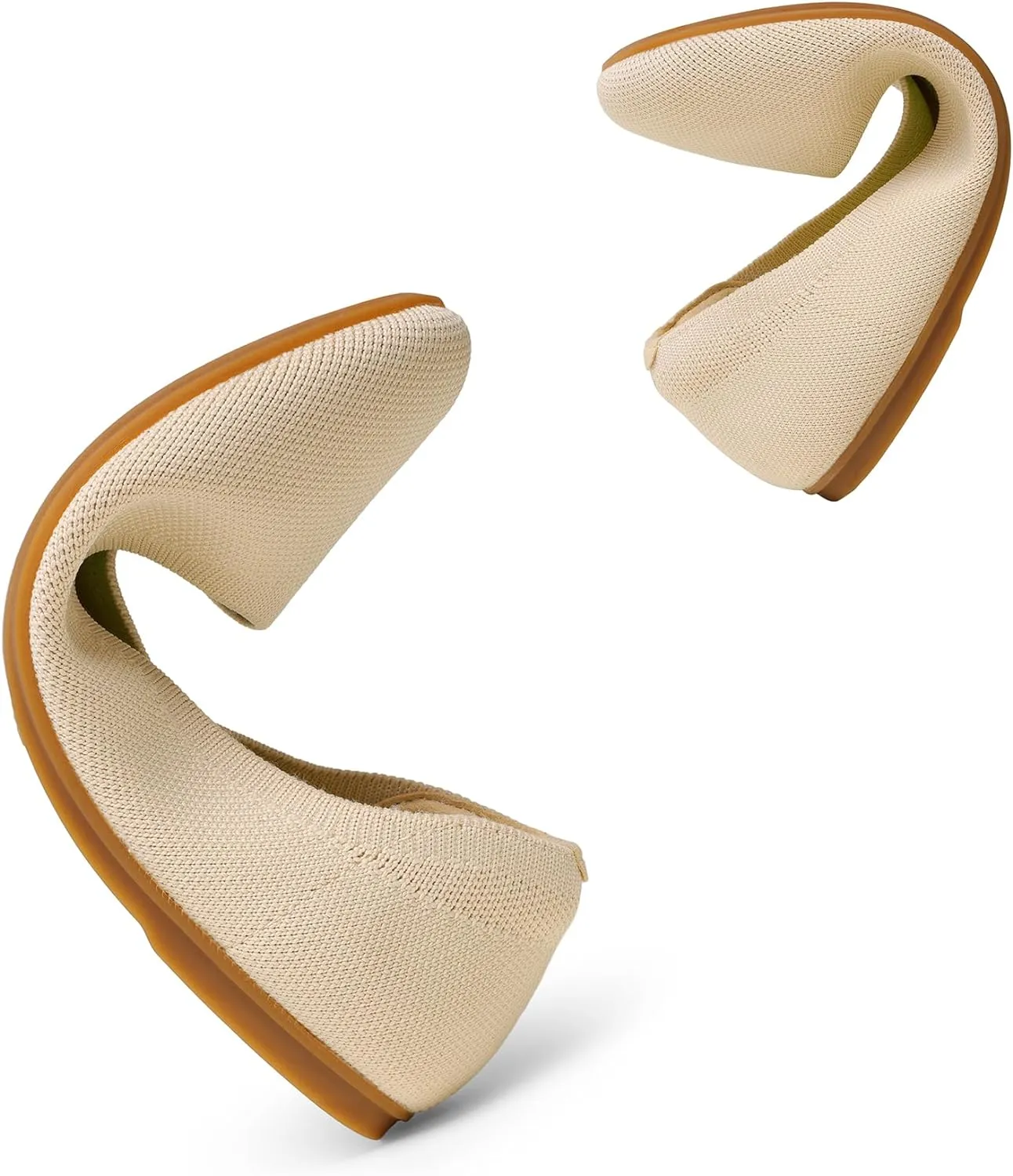 DREAM PAIRS Ballet Flats Shoes for Women, Foldable Knit Women's Flats with Arch Support, Comfortable Shoes for Women Dressy Casual Work Office