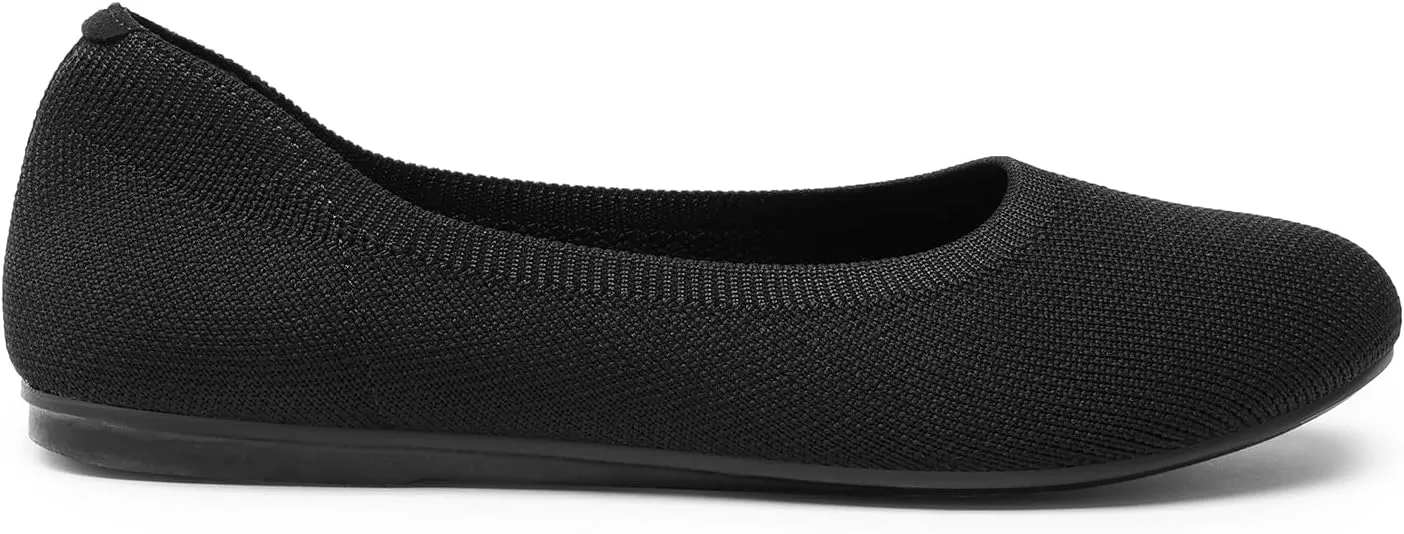 DREAM PAIRS Ballet Flats Shoes for Women, Foldable Knit Women's Flats with Arch Support, Comfortable Shoes for Women Dressy Casual Work Office