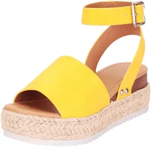 Eduavar Platform Sandals Women Dressy, Espadrille Sandals for Women Dressy Summer Open Toe Sandals Shoes with Buckle Strap