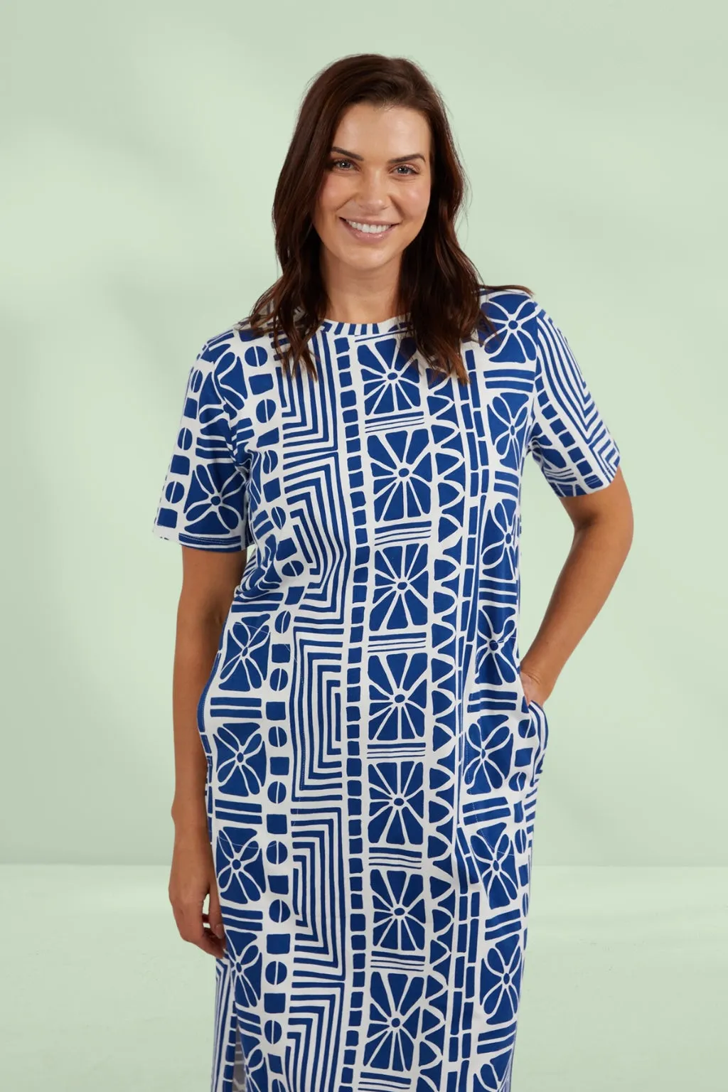 Elm Casablanca Tee Dress China Blue Print