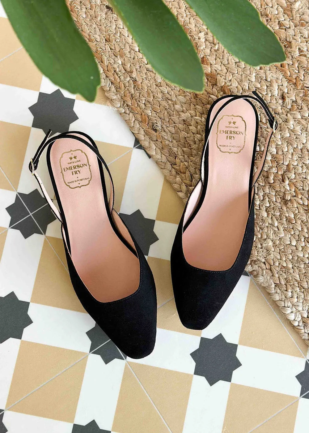 Emerson Fry Slingback Flat - Black Suede